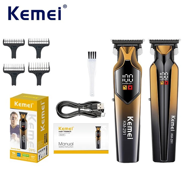 Kemei Profissional Sem Fio Aparador De Cabelo Elétrico Máquina De Cortar Masculino USB-C Recarregável Acabamento Corte B em Oferta na Shopee