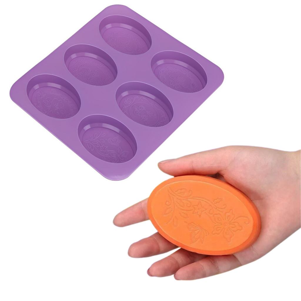 Forma Molde De Silicone Para Fazer Sabonete 156g Formato Oval com 6 Cavidades
