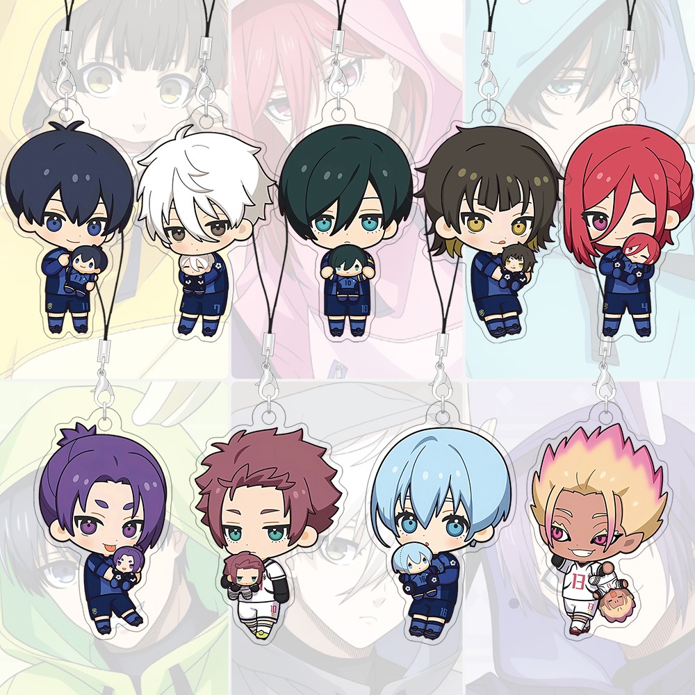 Correias De Telefone Versão Q Bloqueio Azul Dos Desenhos Animados Acrílico Saco Encantos Animação 55mm Colhedores Acessó