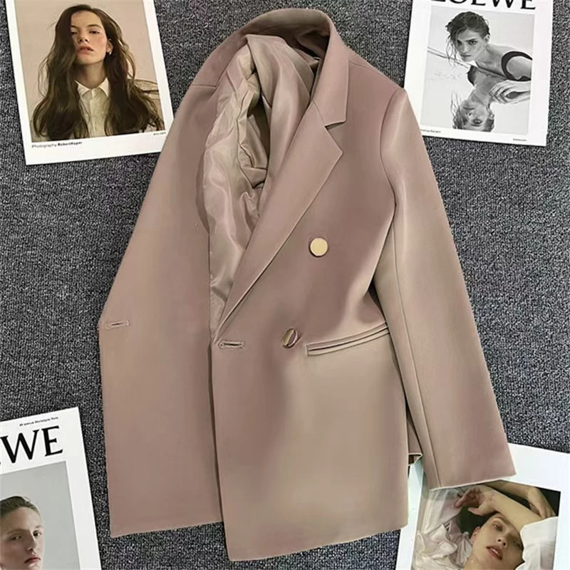 Alfaiataria Casual Slim-Fit Forrado Plus Size Moda Profissiona Blazer Feminino Preto Para outono/inverno/primavera — imagem 1