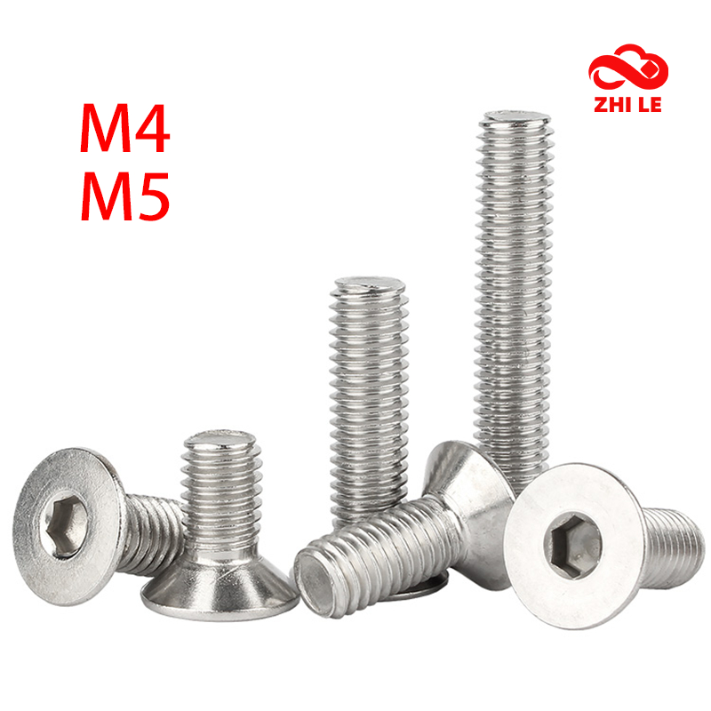 M4 M5 Soquete Hexagonal Escareado Parafusos De Cabeça Plana 304 Aço Inoxidável Hex Kit Conjunto Computador Parafuso De M