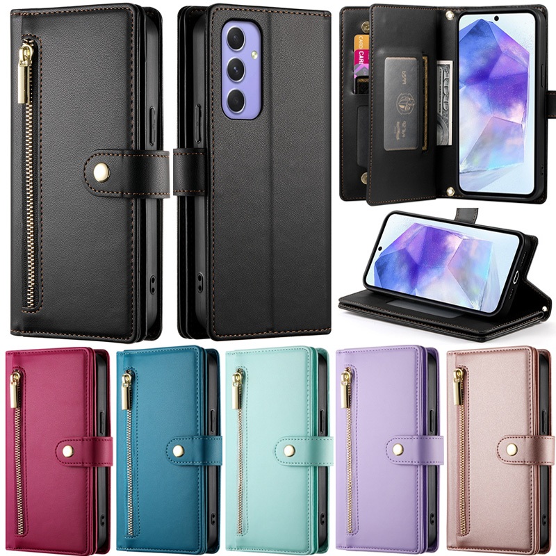 Capa De Luxo Para Samsung Galaxy A55 A35 A56 A36 A17 A26 A25 A15 A16 A07 A06 A54 A34 A14 A24 4G A05 M35 5G A05S Zíper Ca