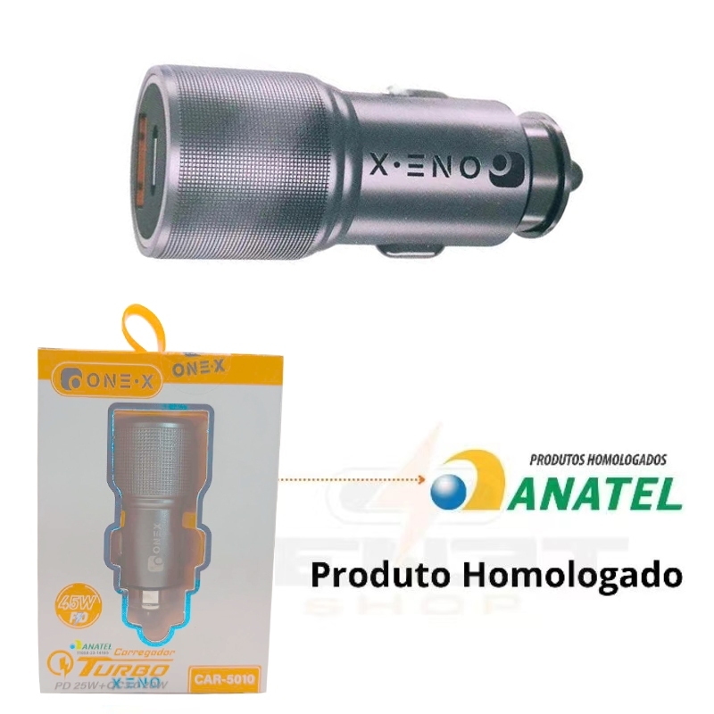 Turbocompressor de carro TIPO C+USB 45W Carregamento rápido/Universal ONEX Original Estável Seguro