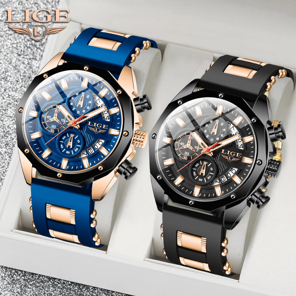 LIGE Relógios Dos Homens Relógio Marca De Luxo Da Moda Esporte À Prova D'água Do De Quartzo De Pulso Relogio Masculino em Oferta na Shopee