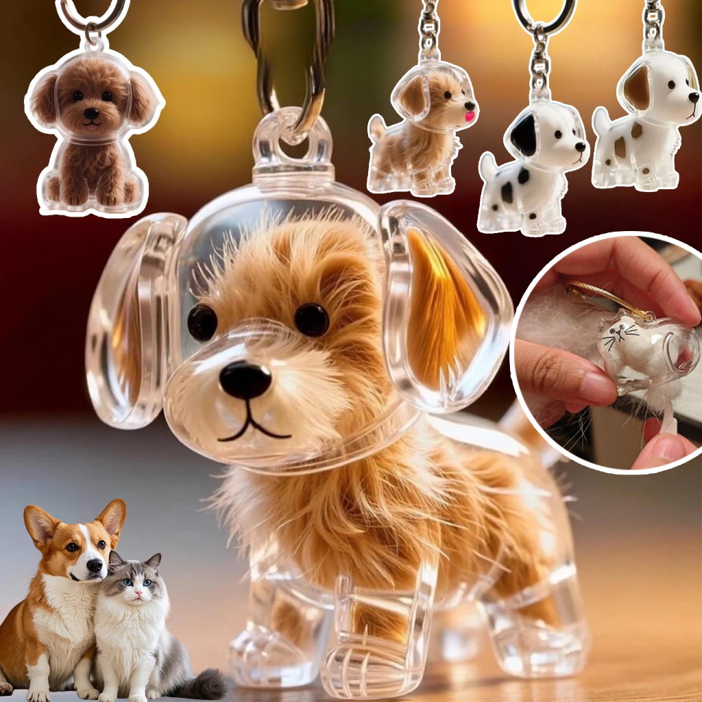 Chaveiro Criativo De Armazenamento De Cabelo Fofo Cachorro Pingente Transparente Para Animais De Estimação em Oferta na Shopee