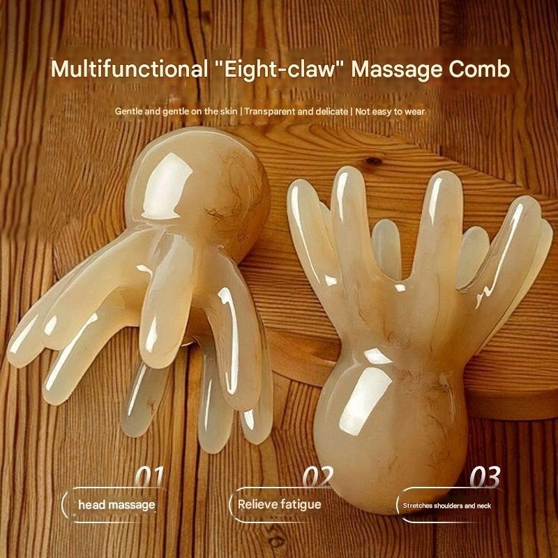 Massageador De Cabeça De Couro Cabeludo Acuponto Tratamento De Cabelo Pente Polvo Portátil Grande Raspagem De Dentes Lar em Oferta na Shopee