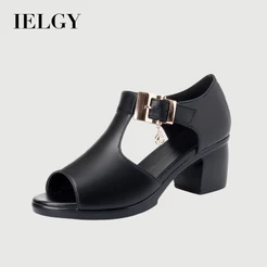 IELGY Roman casual Cinza Sandálias Boca De Peixe De Salto Alto Para Mulheres