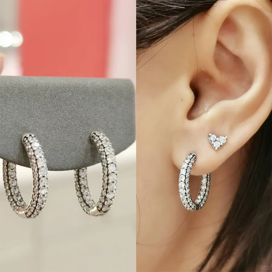 [Prata S925] Brincos Pavé Pavé | Presente Premium Brilhante de Luxo Leve **