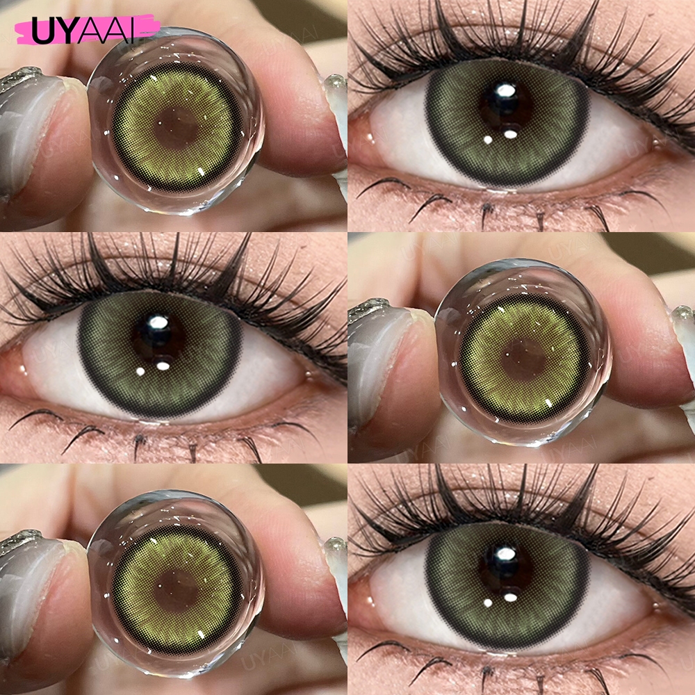UYAAI 2pcs/1 Par Lente De Contato Verde Roxa Para Maquiagem Lentes Coloridas Marrons Naturais Usadas Anualmente Contatos