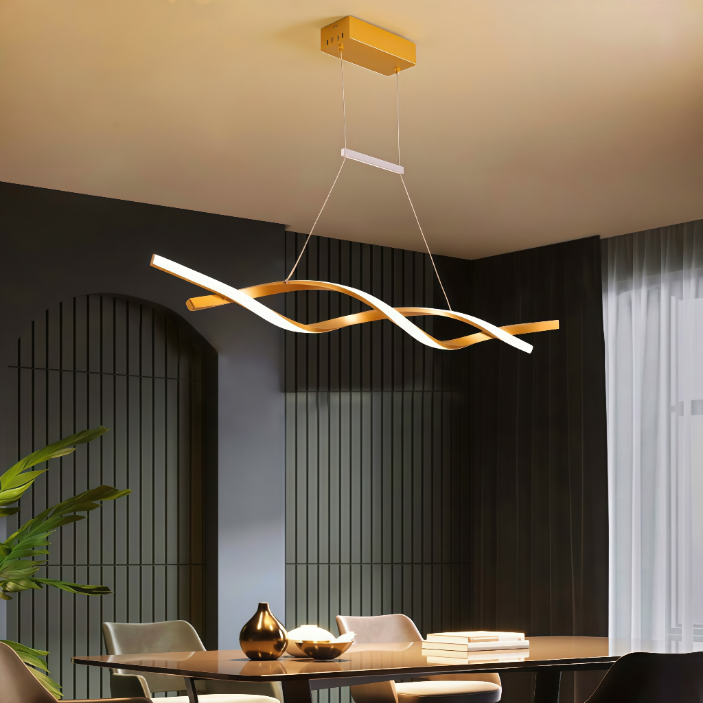 Lustre Pendente LED Em Espiral Moderno Ouro Rosa Ou Preto