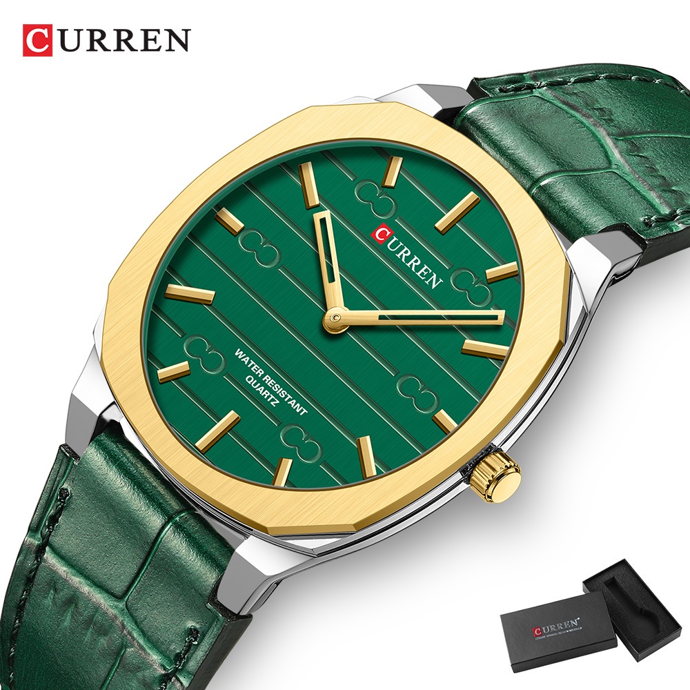 Relógio Masculino CURREN Marca Original Genuíno Nova Moda Simples Ao Ar Livre Casual Negócios Pulseira De Couro 3ATM À P