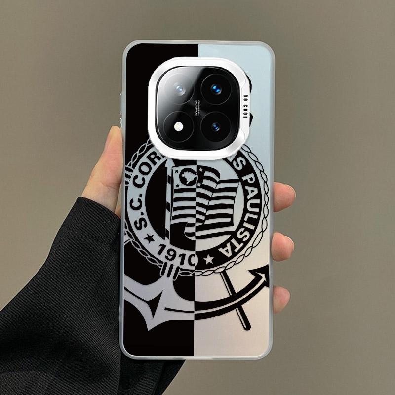 Redmi Note 14 Pro + 5G Note14 5G Corinthians Football Club Capa Fosca Prateada À Prova De Choque Em Cores Doces - detalhe