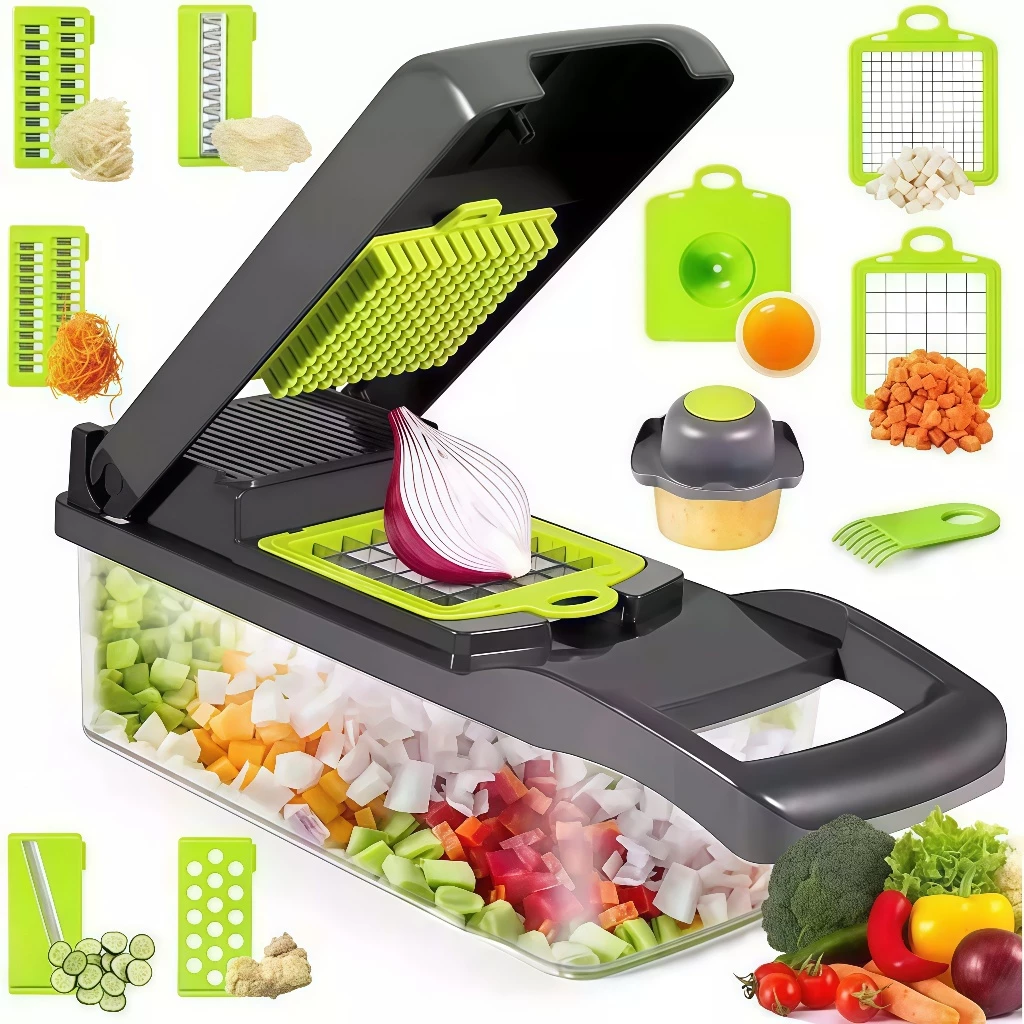 Cortador de Legumes e Vegetais 16 em 1 Lâminas de Inox Acessório de Cozinha Prático e Resistente Fácil de Usar e Limpar — imagem 1