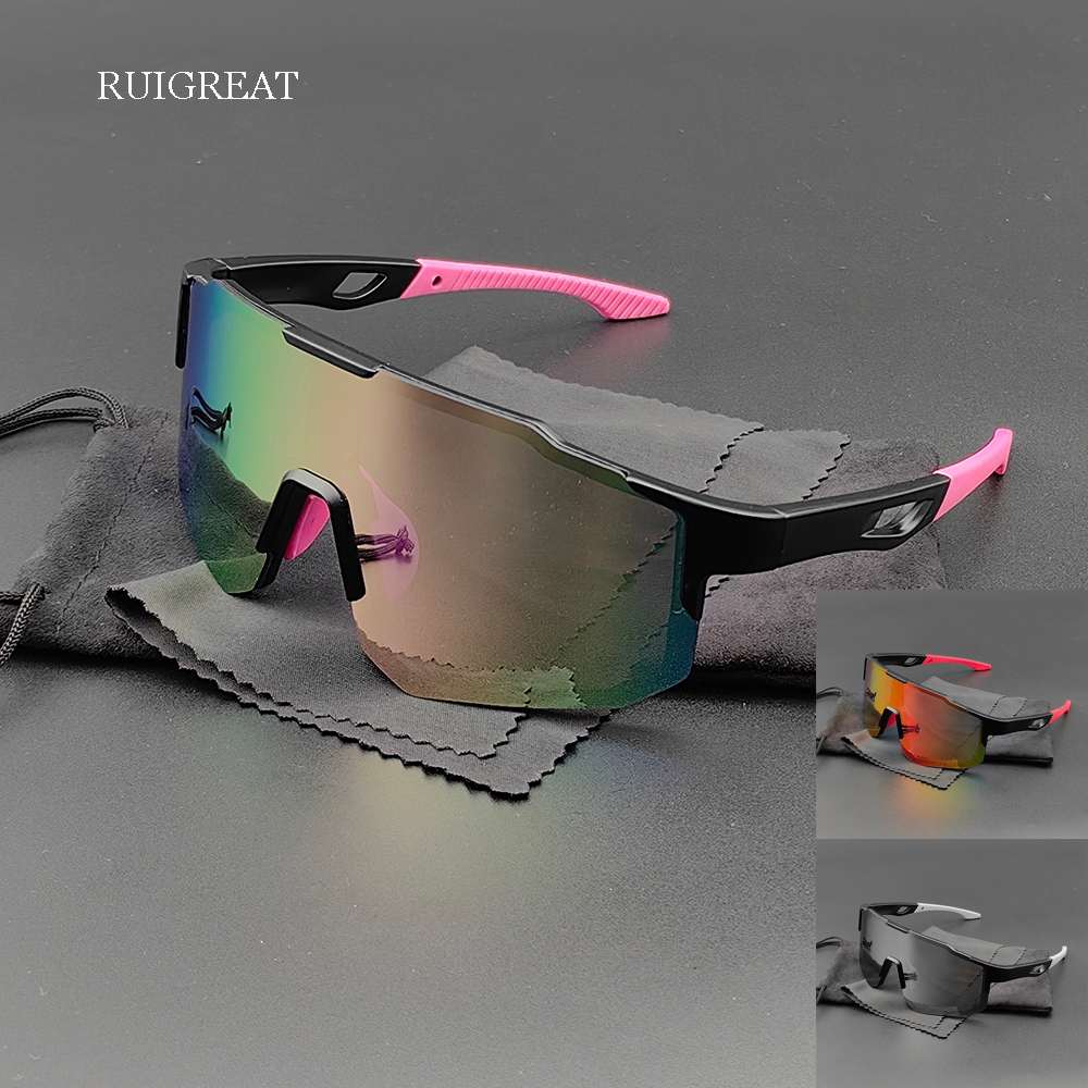 Óculos De Sol Sem Aro Para Ciclismo , Revestimento REVO , Lentes UV400 , Esportivos Bicicleta , Homens , Mulheres , Rosa