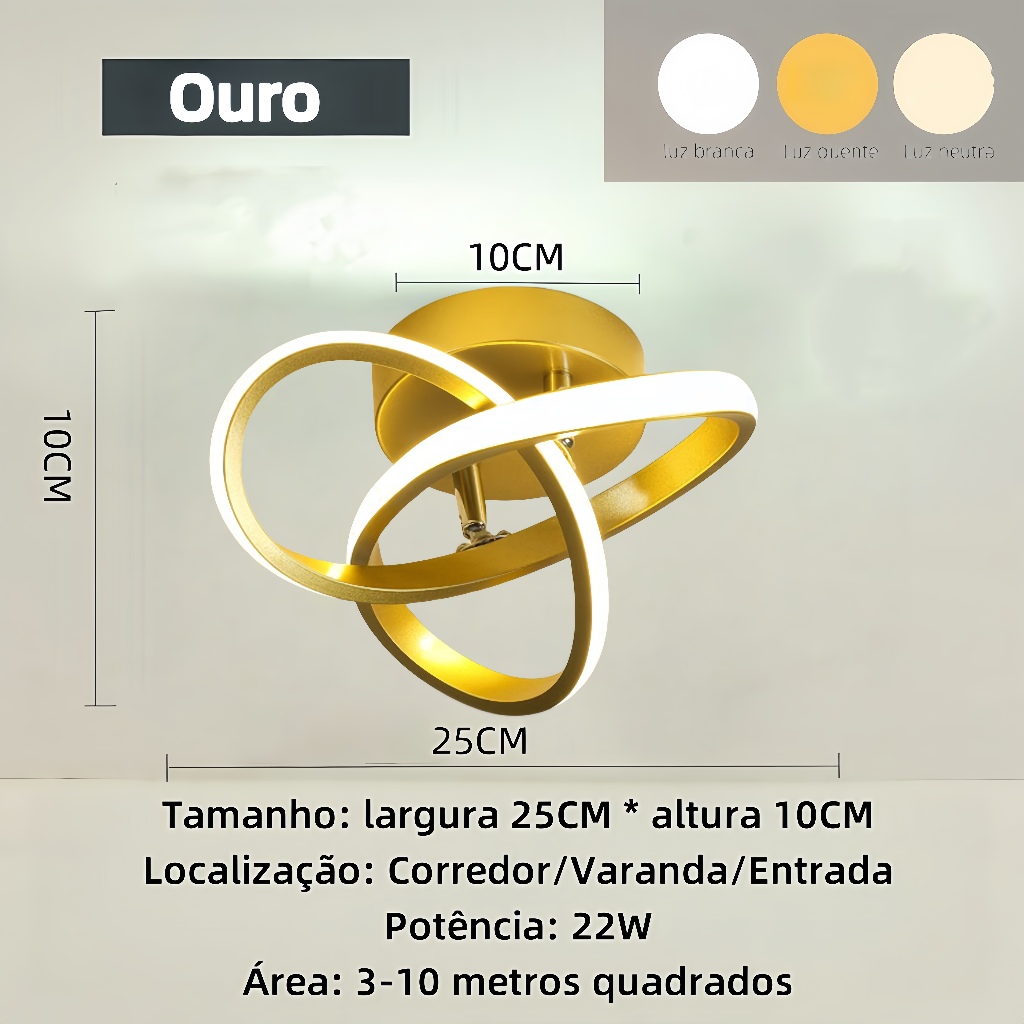 Aplique De Parede Modernouro ✨ – LED Economizador De Energia De 22 W Para Corredor/Varanda/Sala De Estar (110V-220V) Lâm