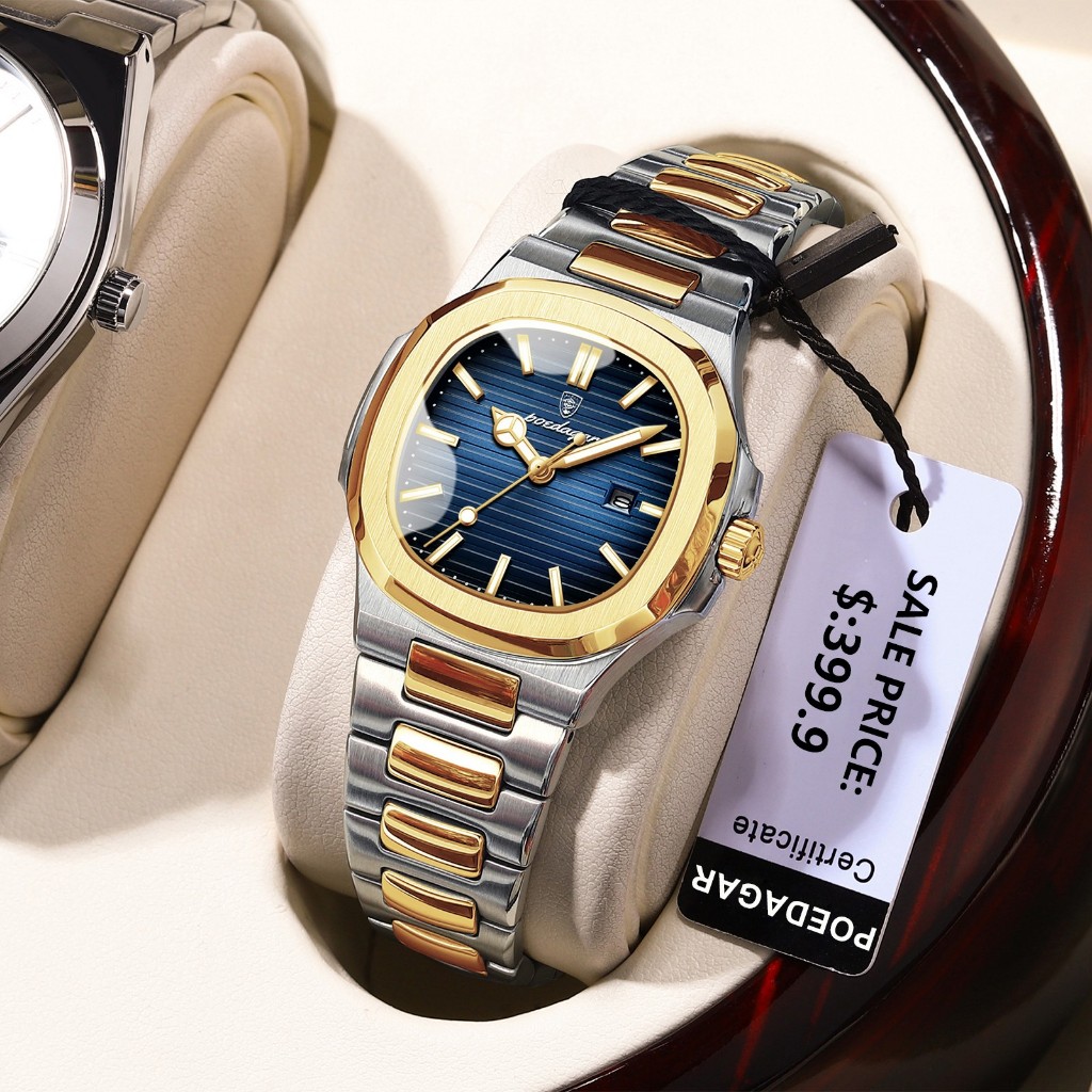 POEDAGAR Luxo Casual Senhoras Relógio À Prova Dwaterproof Água Calendário Luminoso De Pulso Moda Aço Inoxidável Quartzo