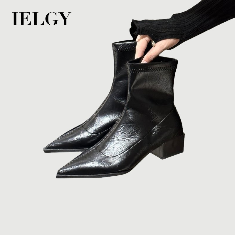IELGY Botas Europeias E Americanas De Bico Fino Femininas 2026 Outono Inverno Novas skinny De Salto Bloco De design De N