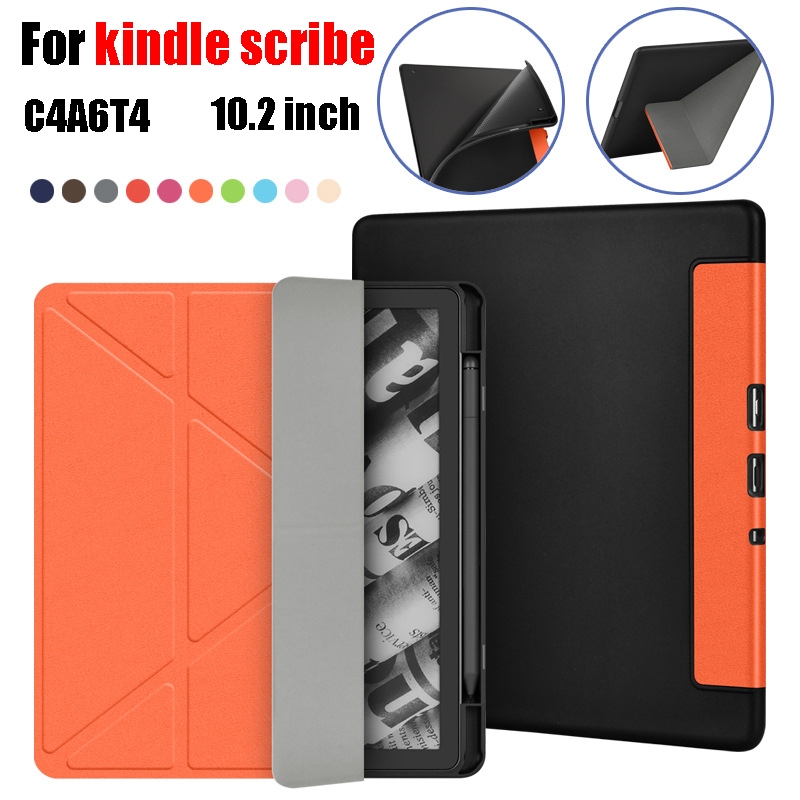 Para Kindle Scribe 10.2 2024 2022 Couro Y-Fold Suporte Macio Volta funda Caso C4A6T4 eBoo…