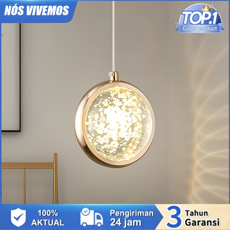 3 Cores Luminária Pendente Saturno Cristal Bolhas Redondo Gold Preto 7W Bivolt 110V-220V em Oferta na Shopee
