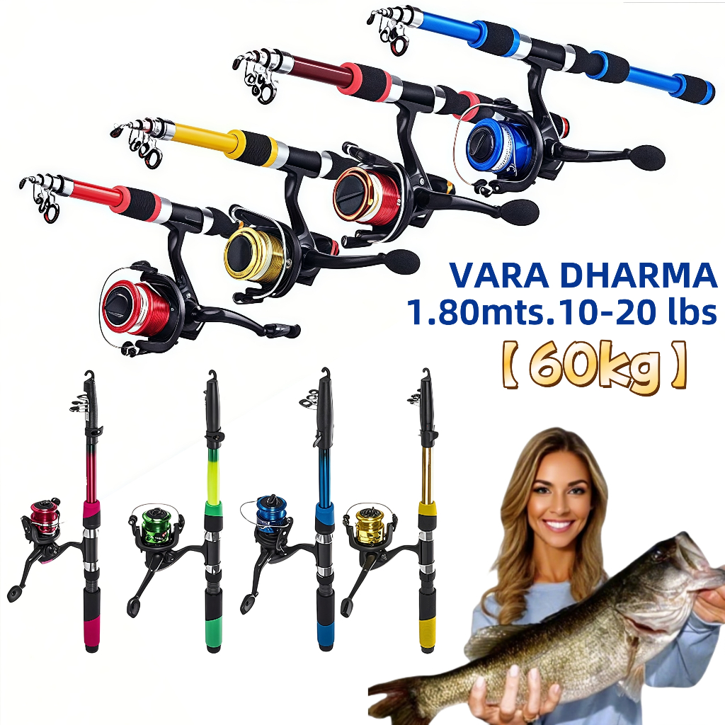 Kit 2 Vara De Pesca 60-120lbs Completa Com Molinete Esportiva Ao Ar Livre Robalo Portátil Com Linha