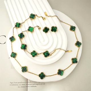 Conjunto de trevo da sorte colorido (conjunto de 3 peças) | Banhado a ouro 18K | Aço inoxidável de 13 mm | unissex em Oferta na Shopee