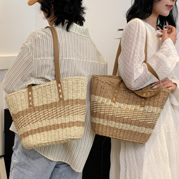 Balde Bolsa Palha de Grande Capacidade Bolsa Tecido Bolsa Ombro Bolsa Sacola Tecido Bolsa Crossbody Bolsa