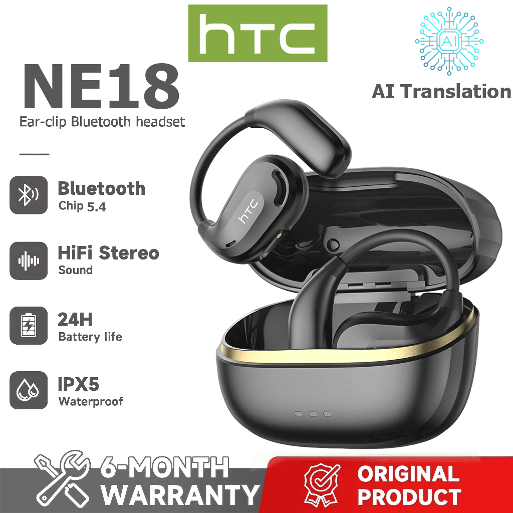 HTC NE18 New AI Translation Bluetooth Headset HIFI Sound Quality Intelligent Noise Reduction IPX5 Waterproof
