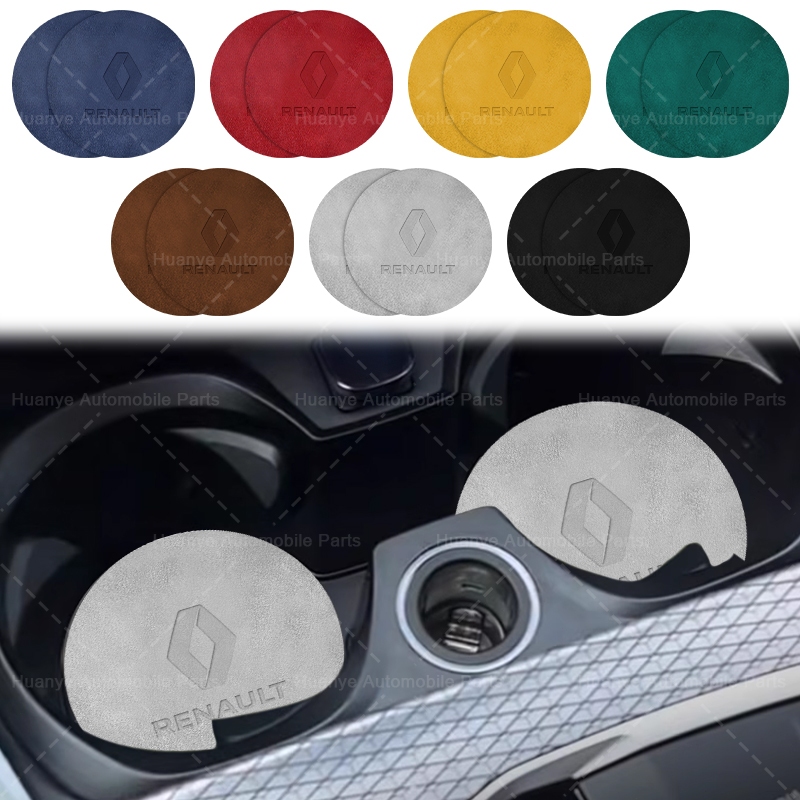 1 Par De Camurça Suporte De Copo Do Carro Esteira Emblema Coaster Para Renault Clio Captur Trafic Twingo Scenic 2 Kadjar