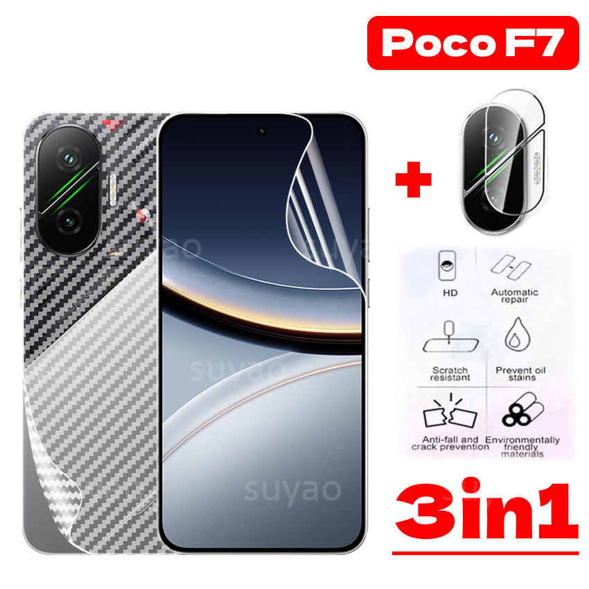 Para Xiaomi Poco F7 2025 Filme De Hidrogel Frontal PocoF7 F 7 Telefone Traseiro Fibra De Carbono Lente Da Câmera Proteto em Oferta na Shopee