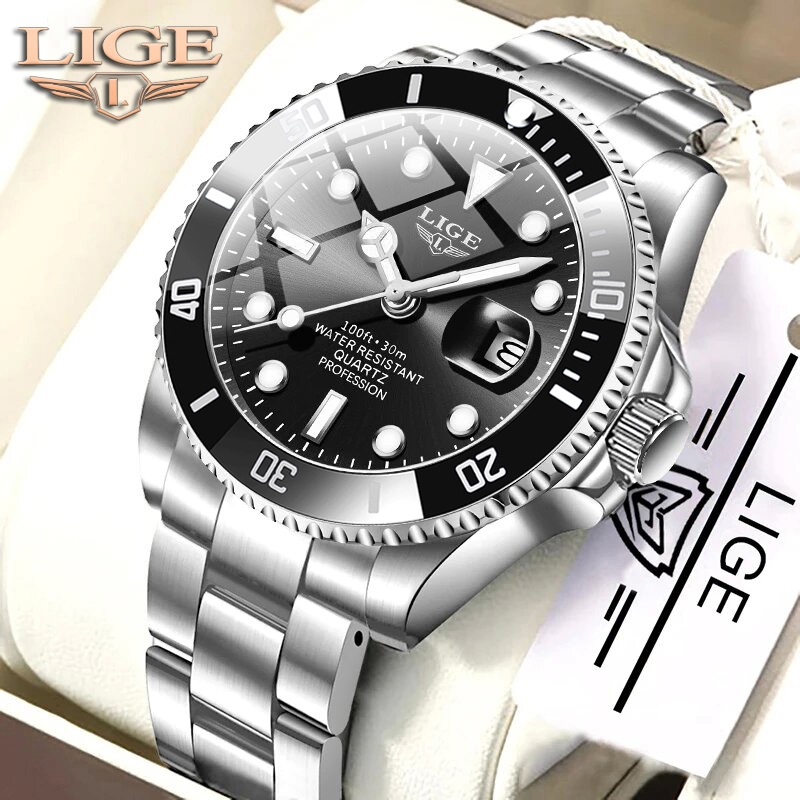LIGE Men's Watches 30M Waterproof Date Clock Male Sports Watches Men Quartz Wrist Watch - Watches