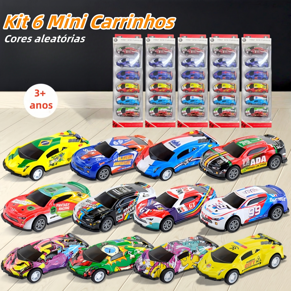 Kit 6 Carrinhos de metal mini, Carrinho de Brinquedo Infantil, presente para crianças, modelo de carro para meninos