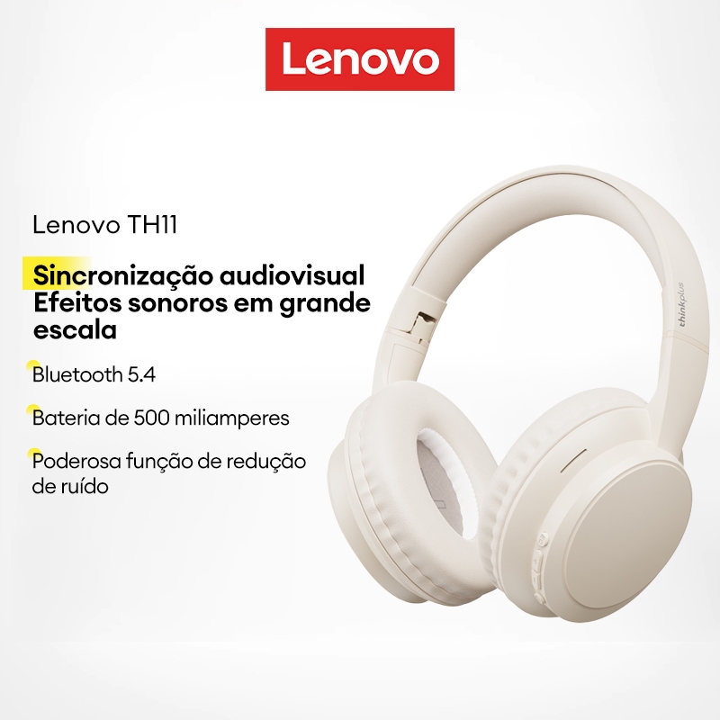 Lenovo TH11 Fones De Ouvido Bluetooth Sem Fio Com Redução De Ruído De Baixo Atraso 5.4 em Oferta na Shopee