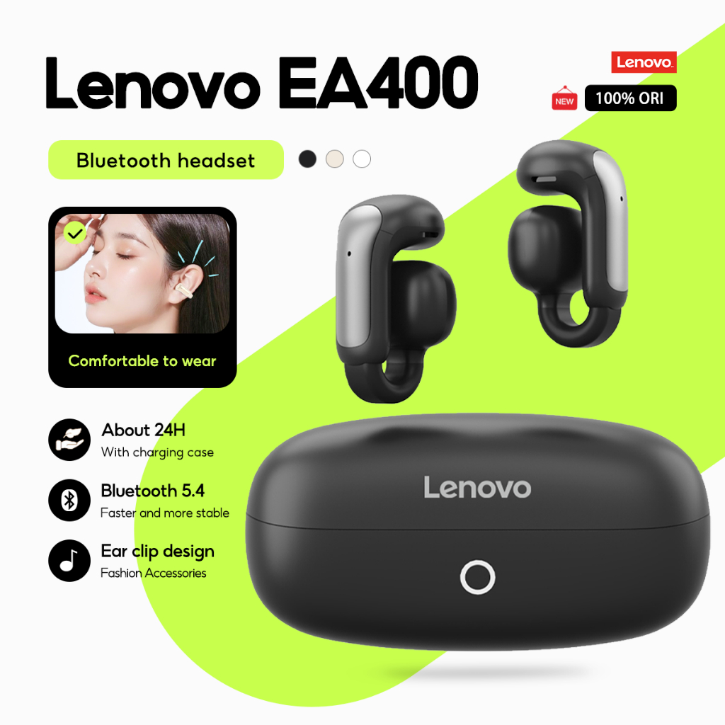 Lenovo Fones De Ouvido EA400 Bluetooth Sem Fio TWS Tipo Aberto Fone 5.4 Controle Toque Longa Vida Útil Da Bateria Com Mi em Oferta na Shopee