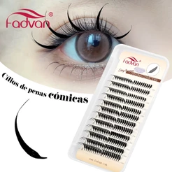 FADVAN espiral quadrinho Extensão de cílios raposa Caxemira Fada Pena Forma Pteris cílios