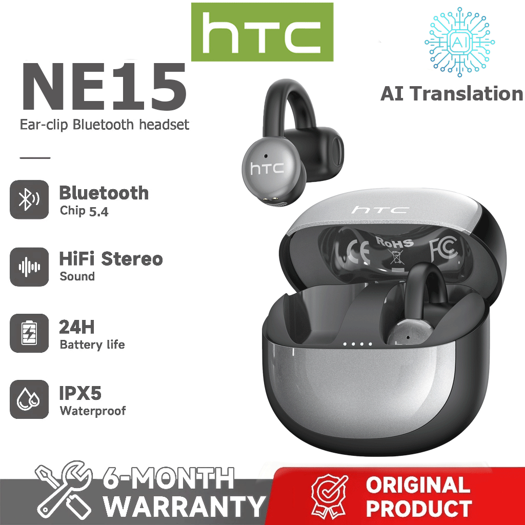 HTC NE15 tradução fone de ouvido sem fio bluetooth AI tradução em tempo Real fone de ouvido tradução 135 idiomas IPX5 bl