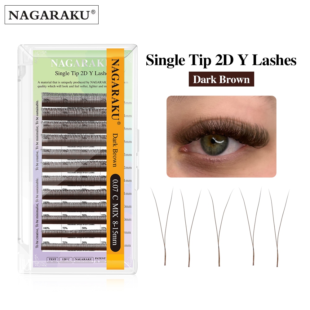 NAGARAKU 2D W Forma Extensões De Cílios Cor Marrom Y Postiços Premium em Oferta na Shopee