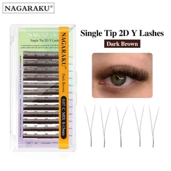 NAGARAKU 2D W Forma Extensões De Cílios Cor Marrom Y Postiços Premium