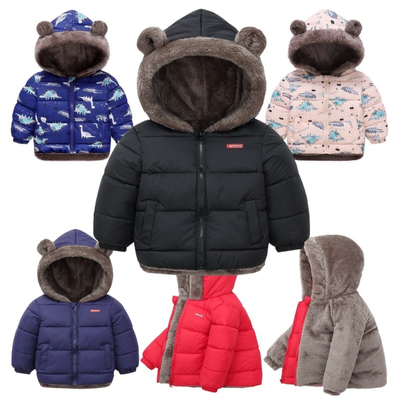 Crianças Meninos Meninas Adicionam Jaqueta Grossa De Veludo Com Capuz Roupas Casuais
