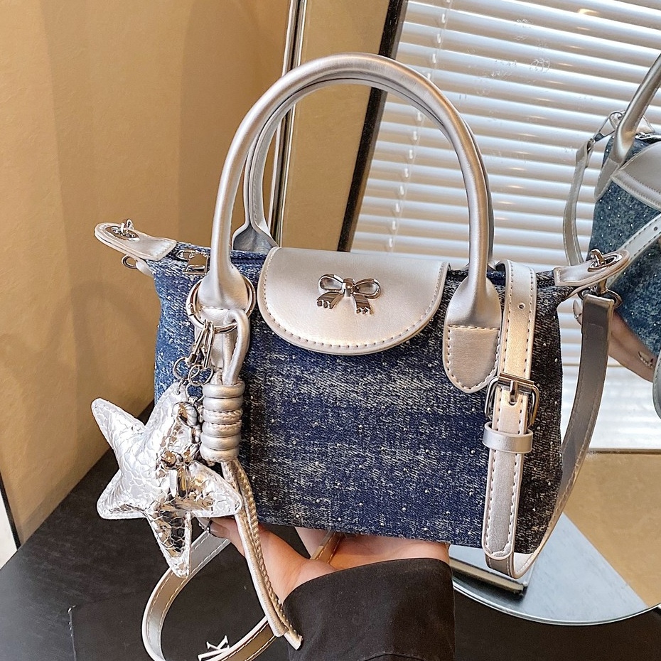 Bolsa pequena feminina novo estilo bolsa mensageiro de um ombro bolsa balde portátil bolsa jeans Crossbody