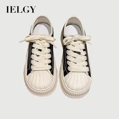 IELGY Shell Toes Sapatos Brancos Sola Plataforma Feminina Novos Tênis Casuais Versáteis Elevados