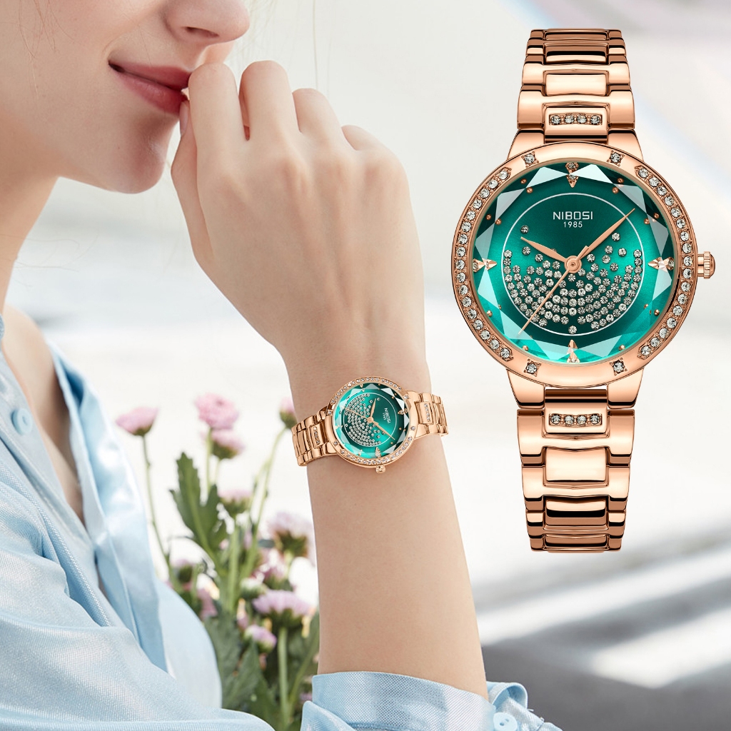 NIBOSI Relógio Feminino Moderno E Elegante Com Diamante Decorativo À Prova D'água De Quartzo