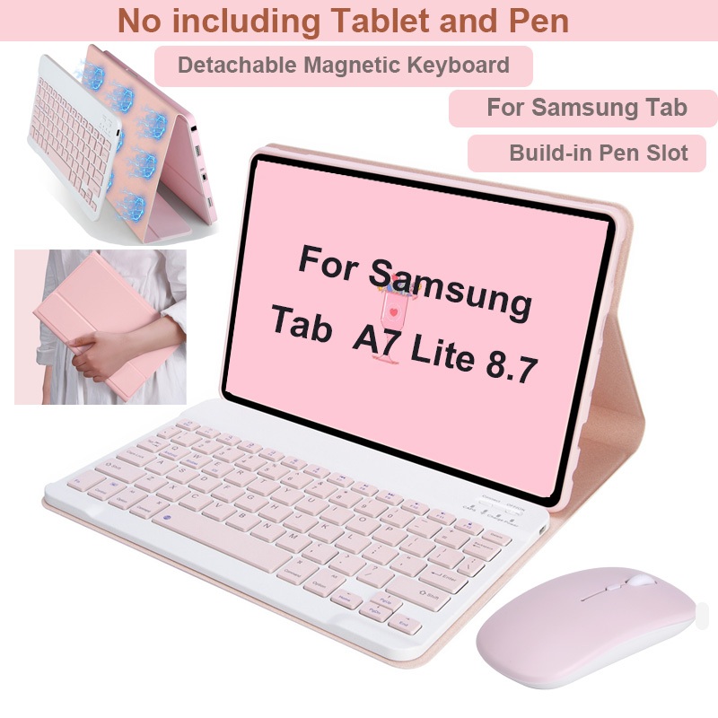 Capa De Teclado Para Samsung Galaxy Tab A7 Lite 8.7 Polegadas 2021 , SM-T220/T225/T227 Removível De Tablet Bluetooth Com