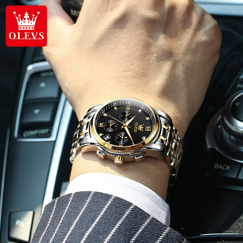 Detalhes do OLEVS Relogio Relógios Masculinos Luxo Prova Da água Original cinto de aço seiko 2858