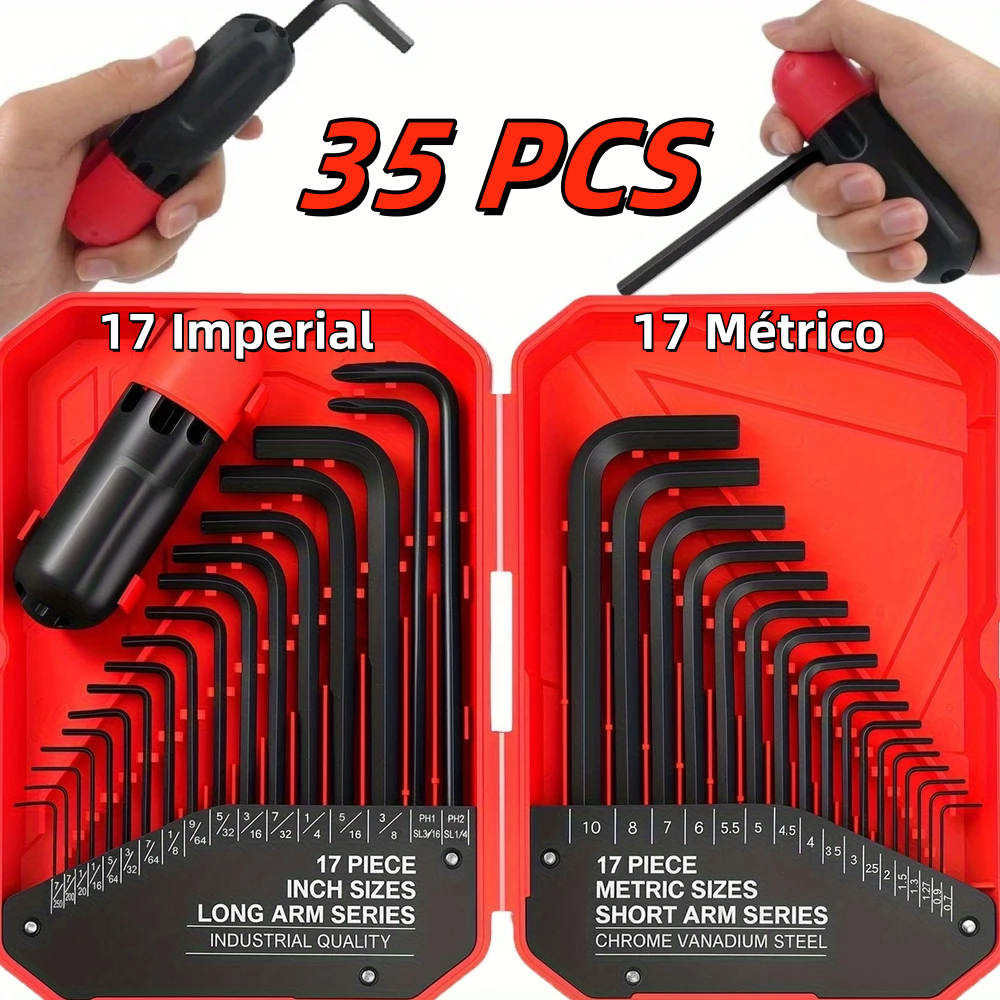 Jogo De Chaves Allen 35Pçs Métrica E Polegada Aço Liga em Oferta na Shopee