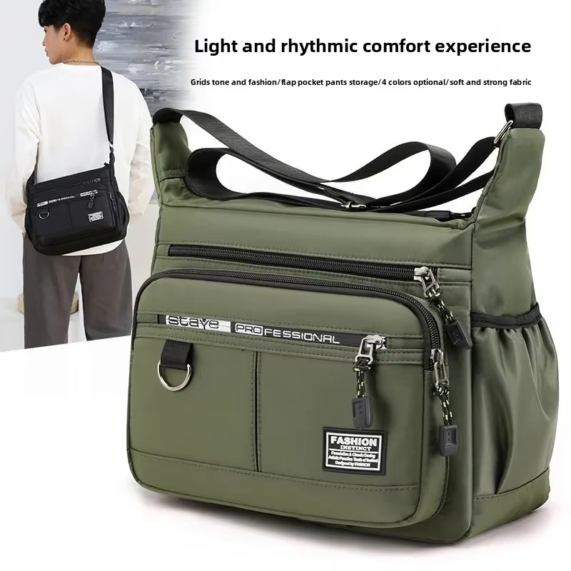 Grande capacidade bolsa de ombro mochila resistente impermeável Nylon saco de masculino crossbody em Oferta na Shopee