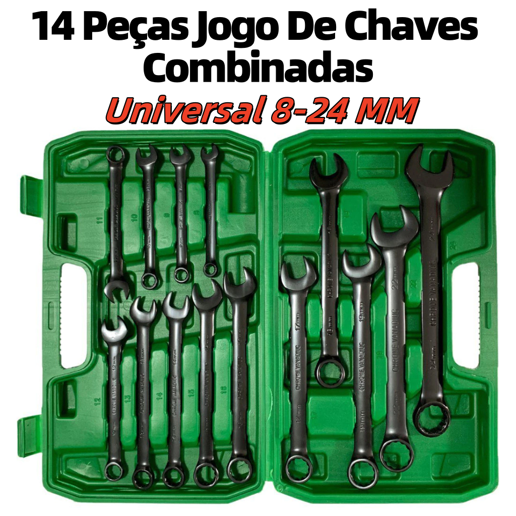 Kit Jogo De Chave Combinada 8 A 24 mm Boca Estrela Aço Cromo Profissional Maleta 14 Peças em Oferta na Shopee