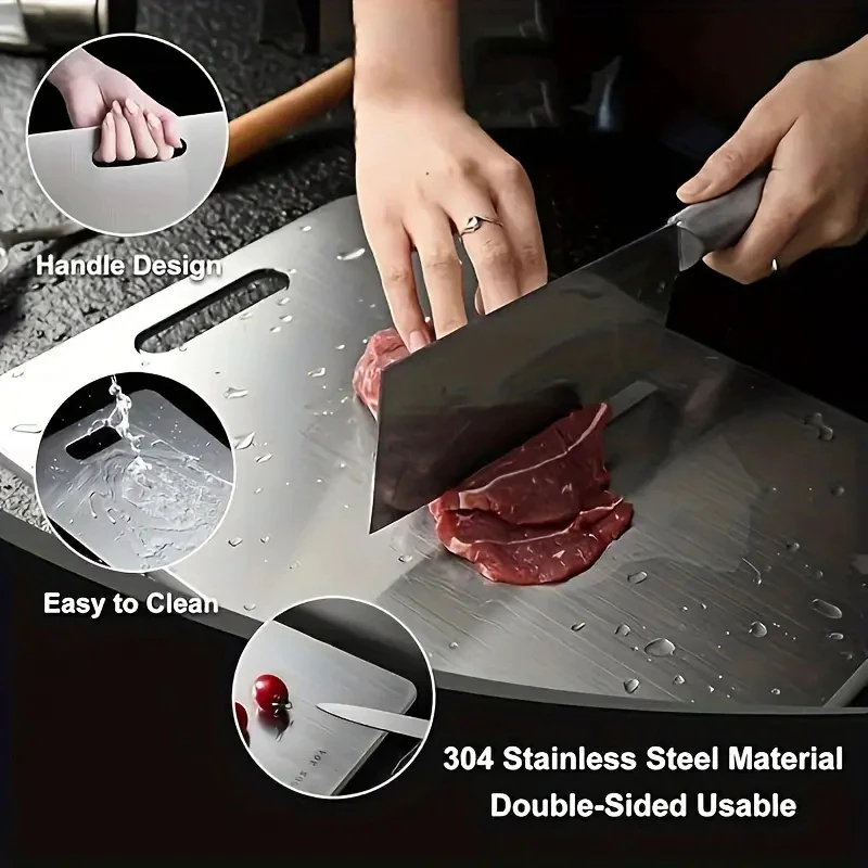 Tábua De Corte 304 Aço Inoxidável Antibacteriana À Prova De Mofo 46 cm tábua de cozinha — imagem 2 de 2