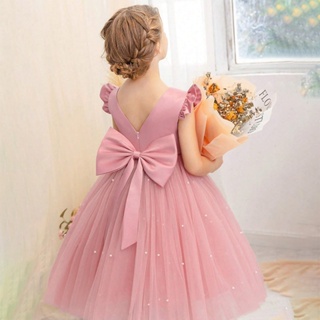 WFRV Meninas Vestido De Renda Elegante Princesa Grande Arco Crianças Vestidos Para Flor Festa De Casamento Noite Baile T em Oferta na Shopee