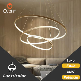Lâmpada de suspensa de design moderno com ajuste de cor e comprimento, ideal para sala de jantar e sala de estar