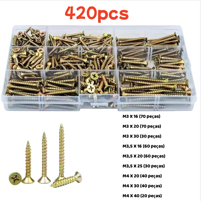 Kit 420 Peças De Parafusos E Plugues Com Organizador em Oferta na Shopee